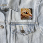 Bepaald gezichtsveld van een gemberkat vierkante button 5,1 cm (In situ)