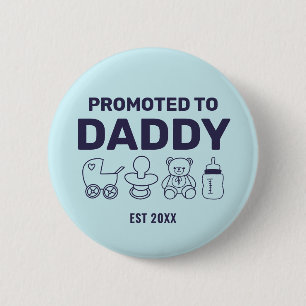 Bepaald tot Daddy Aangepaste Blauwe Baby Shower Fe Ronde Button 5,7 Cm