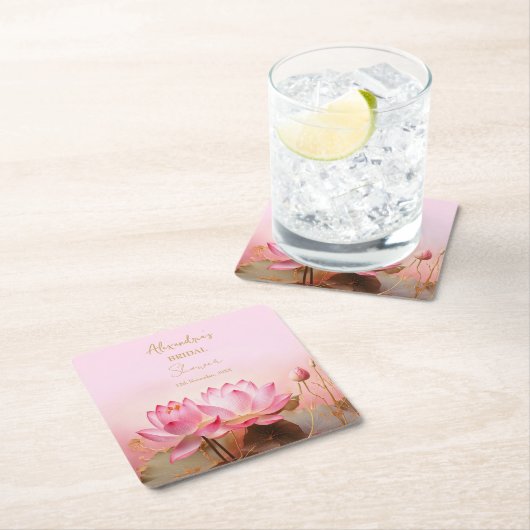 Bepaalde Bruidsbruiloft Roze Lotus Kartonnen Onderzetters (Insitu)