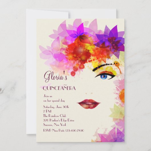 Bepaalde uitnodiging van Glance Quinceanera (Voorkant)