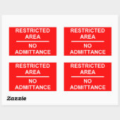 Beperkt gebied Geen toegang Rechthoekige Sticker (Vel)