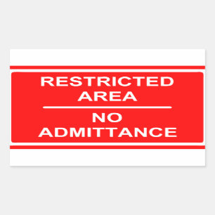 Beperkt gebied Geen toelating Rechthoekige Sticker