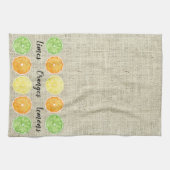 Beperkt Sinaasappels en Lemons op Linen Achtergron Theedoek (Horizontaal)