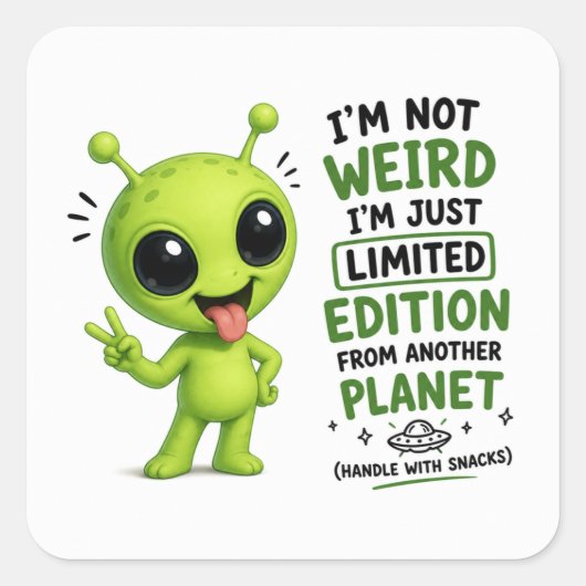 Beperkte Editie Alien Ontwerp Vierkante Sticker (Voorkant)