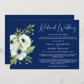 Beperkte huwelijksgastenlijst Bloemenaquarel Blauw Aankondiging (Voorkant / Achterkant)