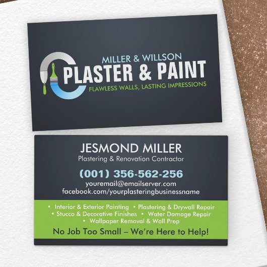 Bepleisterings- en schilderdiensten visitekaartje