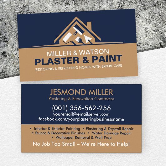 Bepleisterings- en schilderdiensten visitekaartje