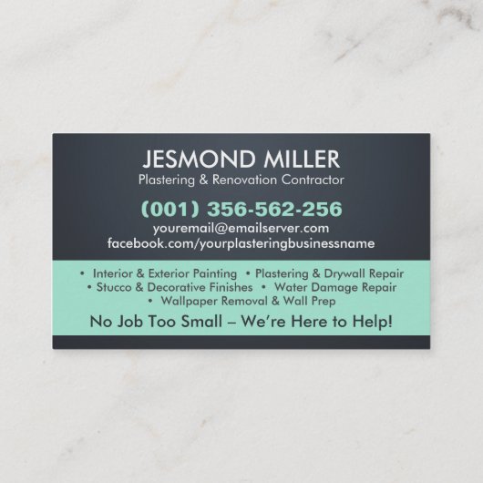 Bepleisterings- en schilderdiensten visitekaartje (Achterkant)