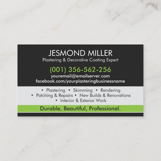 Bepleisteringsdiensten Visitekaartje (Achterkant)