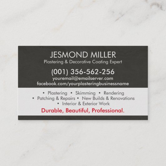 Bepleisteringsdiensten Visitekaartje (Achterkant)