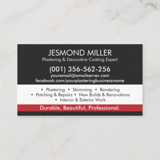 Bepleisteringsdiensten Visitekaartje (Achterkant)