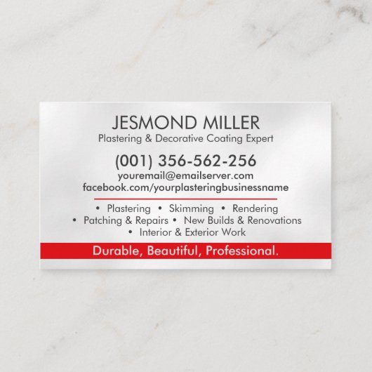 Bepleisteringsdiensten Visitekaartje (Achterkant)