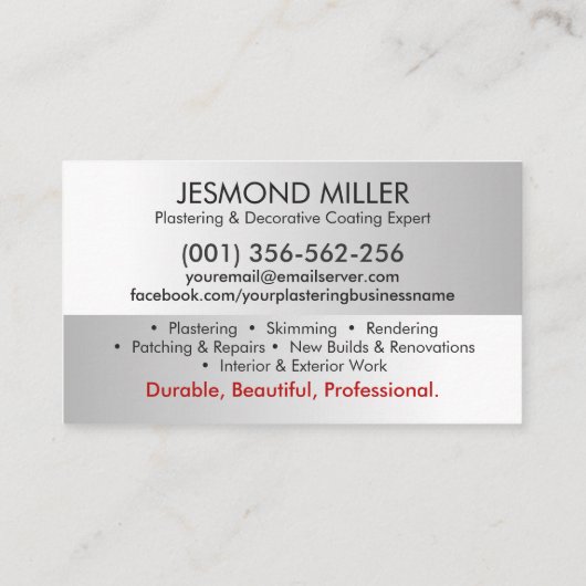 Bepleisteringsdiensten Visitekaartje (Achterkant)