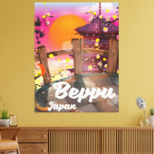 Beppu Japanse reisposter Canvas Afdruk (Insitu (Woonkamer))