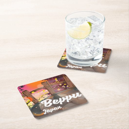 Beppu Japanse reisposter Kartonnen Onderzetters (Insitu)