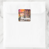 Beppu Japanse reisposter Vierkante Sticker (Tas)