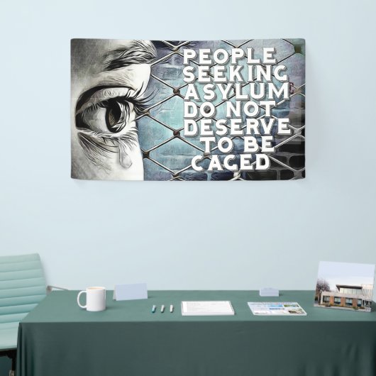 Beproevende banner Immigratie en Vluchtelingenonde (Beurs)