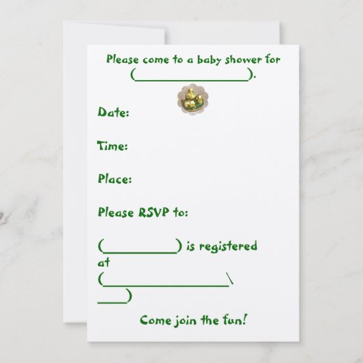 Beproevingsmiddelen Afbeelding Baby shower Uitnodi Kaart (Achterkant)