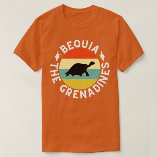 Bequia De Grenadines Retro Zonsondergang met Schil T-shirt (Design voorkant)