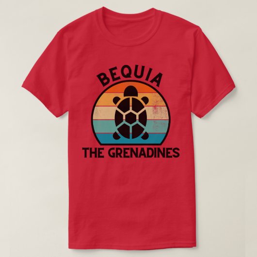 Bequia De Grenadines Retro Zonsondergang met Schil T-shirt (Design voorkant)