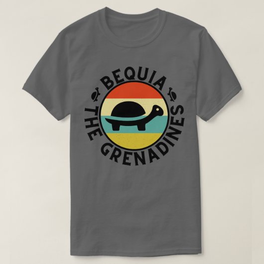 Bequia De Grenadines Retro Zonsondergang met Schil T-shirt (Design voorkant)