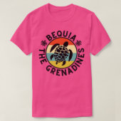 Bequia De Grenadines Retro Zonsondergang met Schil T-shirt (Design voorkant)
