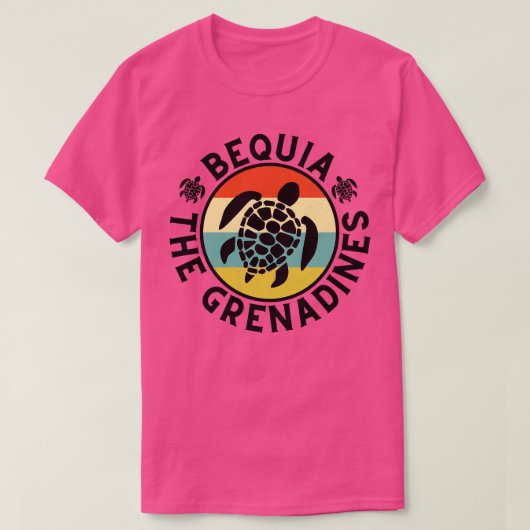 Bequia De Grenadines Retro Zonsondergang met Schil T-shirt (Design voorkant)