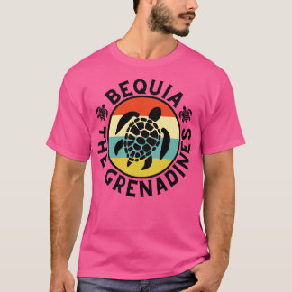 Bequia De Grenadines Retro Zonsondergang met Schil T-shirt