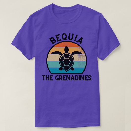 Bequia De Grenadines Retro Zonsondergang met Schil T-shirt (Design voorkant)