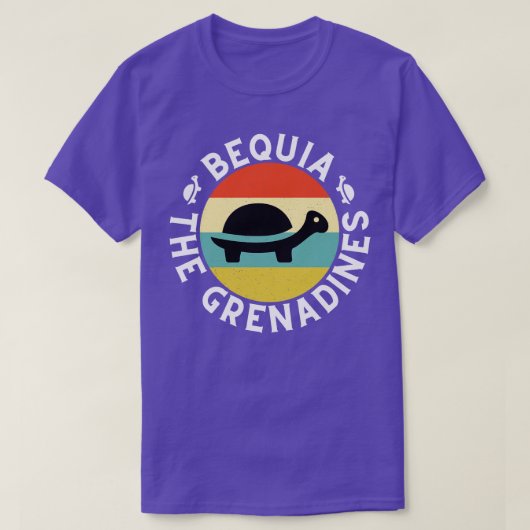 Bequia De Grenadines Retro Zonsondergang met Schil T-shirt (Design voorkant)