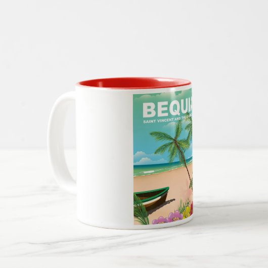 Bequia-eiland in Saint Vincent en de Grenadines Tweekleurige Koffiemok (Voorkant links)
