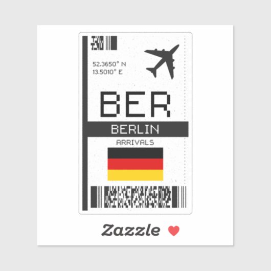 BER Berlin Boarding Pass - Duitsland Reizen Sticker (Vel)