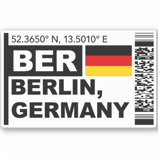 BER Berlin Boarding Pass - Germany Travel Sticker (Voorkant)