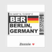 BER Berlin Boarding Pass - Germany Travel Sticker (Vel)