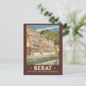 Berat Albanië Illustratie Reizen Art Vintage Briefkaart (Staand voorkant)