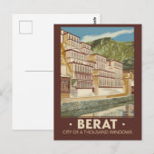 Berat Albanië Illustratie Reizen Art Vintage Briefkaart (Voorkant / Achterkant)