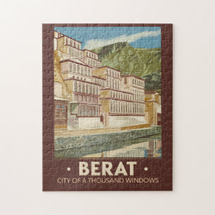 Berat Albanië Illustratie Reizen Art Vintage Legpuzzel