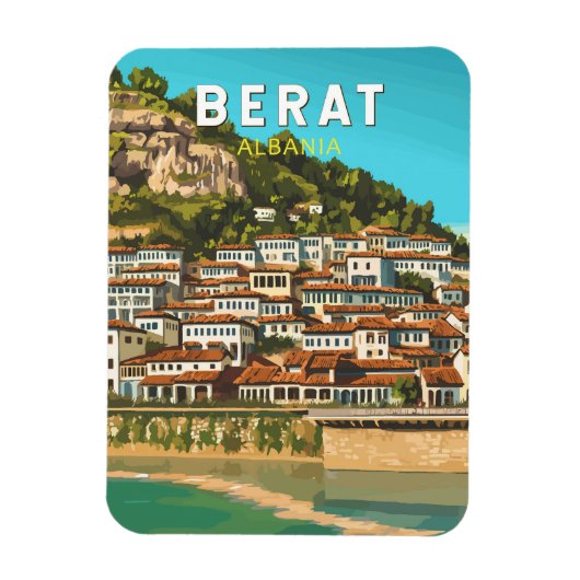 Berat Albanië Reizen Kunst Vintage Magneet (Verticaal)