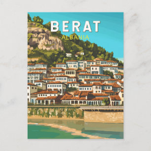 Berat Albanië Travel Art Vintage Briefkaart
