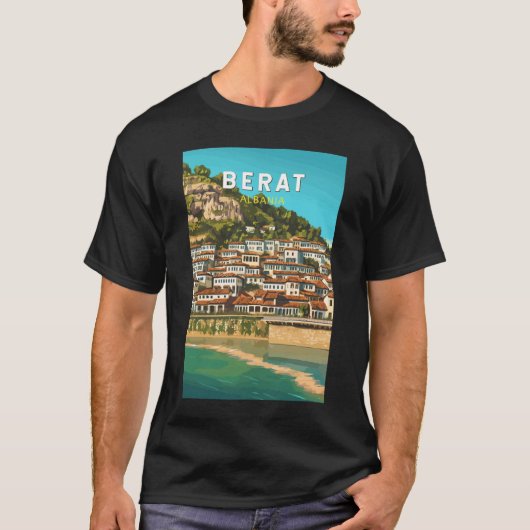 Berat Albanië Travel Art Vintage T-shirt (Voorkant)