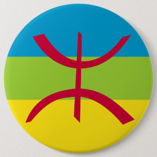 Berber ⴰ Amazigh ⴻ Vlag van Berber ⵢ de  ⴾ  die ⵏ  Ronde Button 6,0 Cm