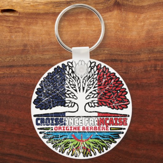 Berber Amazigh Franse boomrots vlag Sleutelhanger (Achterkant)