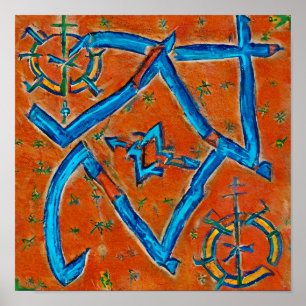 Berber Amazigh-motieven, abstracte tekens en symbo Poster