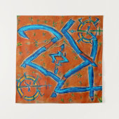 Berber Amazigh-motieven, abstracte tekens en symbo Wandkleed (Voorkant (horizontaal))