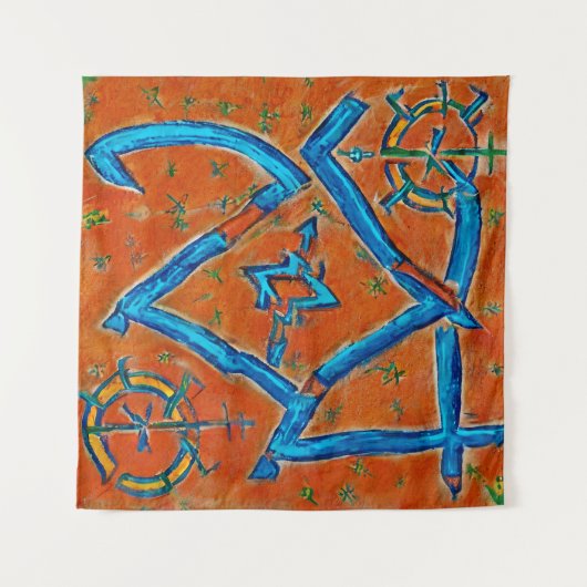 Berber Amazigh-motieven, abstracte tekens en symbo Wandkleed (Voorkant (horizontaal))