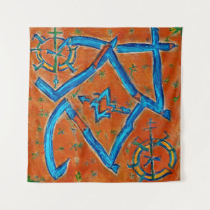 Berber Amazigh-motieven, abstracte tekens en symbo Wandkleed