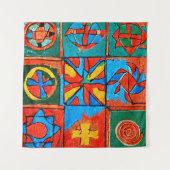 Berber Amazigh-motieven, borden en symbolen abstra Wandkleed (Voorkant (horizontaal))