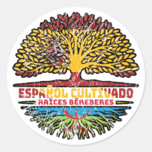 Berber Amazigh Spanje - vlag over boomstammen Ronde Sticker