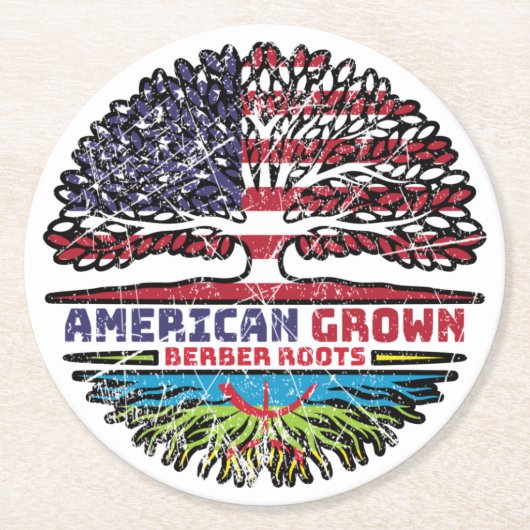 Berber Amazigh US USA Ronde Kartonnen Onderzetter (Voorkant)