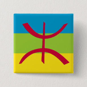 Berber Kabyle Berbers Amazigh Flag Pin Badge Vierkante Button 5,1 Cm